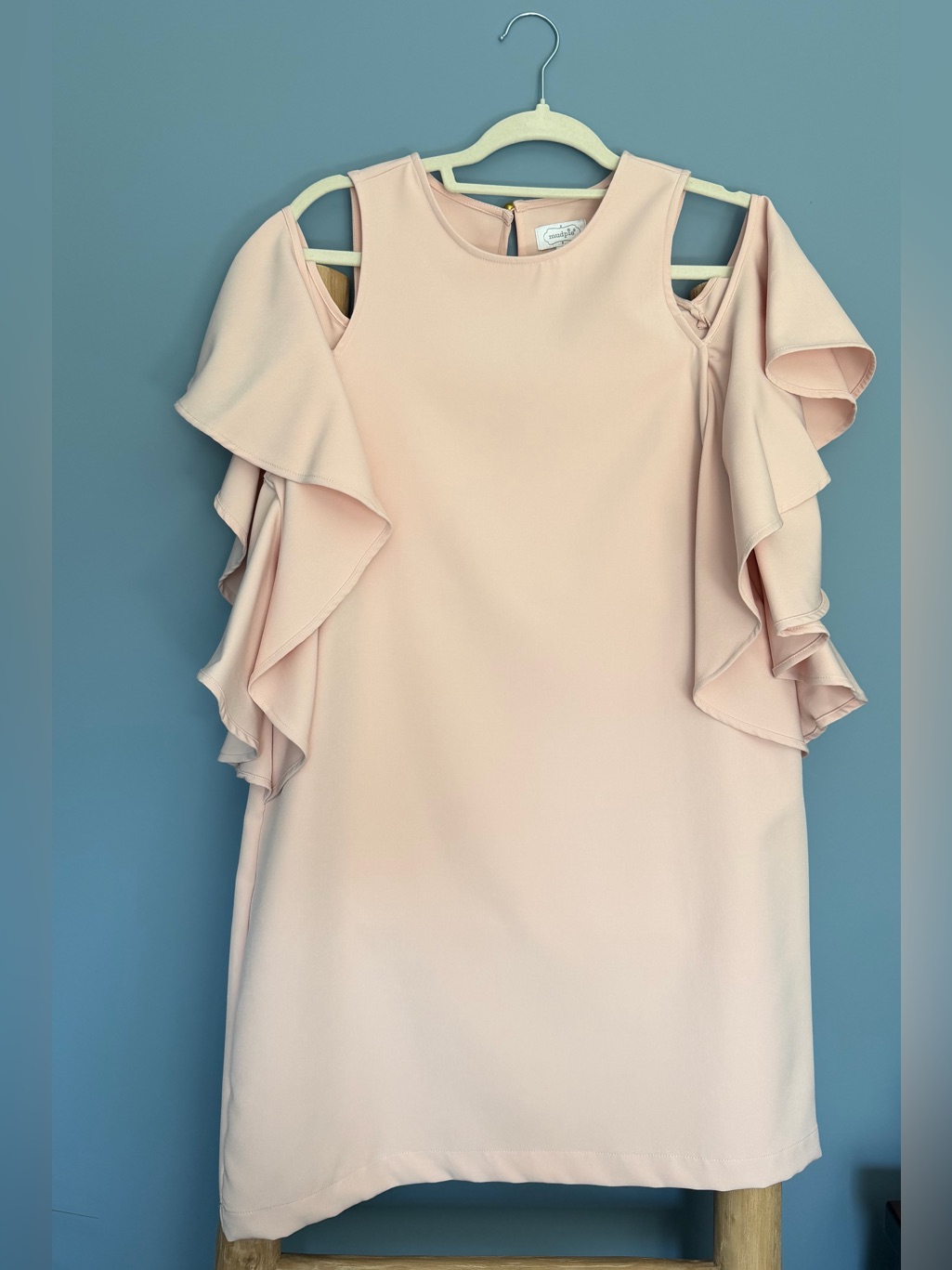Mud Pie Women’s Blush Cold-Shoulder Ruffle Shift Dress